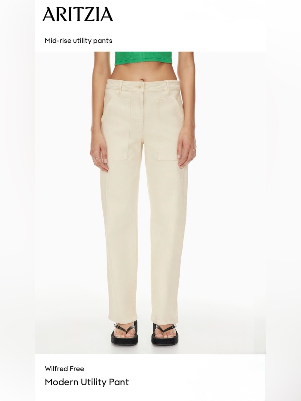 NWOT$128 ARITZIA WLFRED FREE Modern Utility Pants Women 4 29x30” Straight Beige - Picture 4 of 15